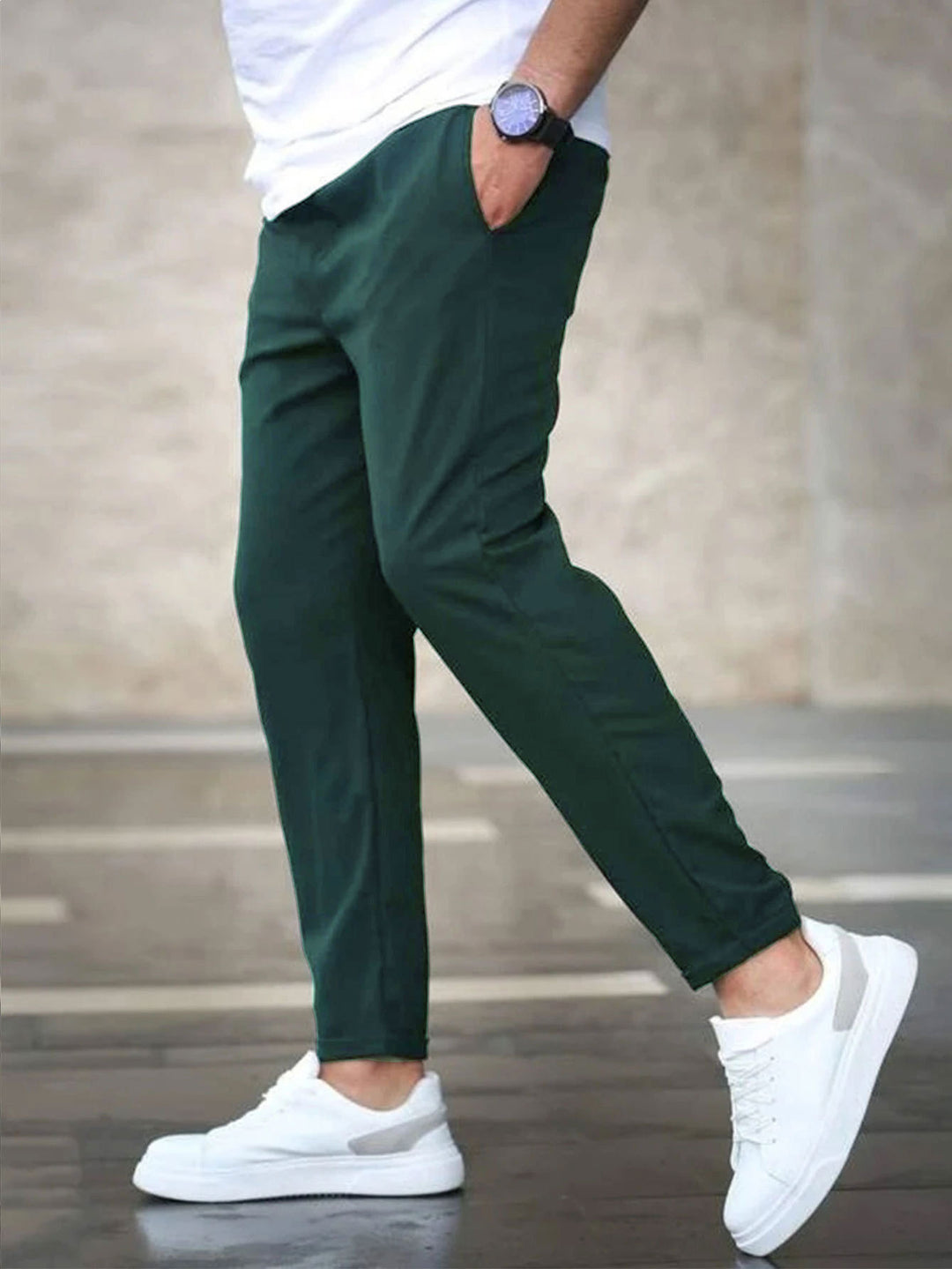 Men's Casual Chino Pants with Elastic Waistband Lisslune