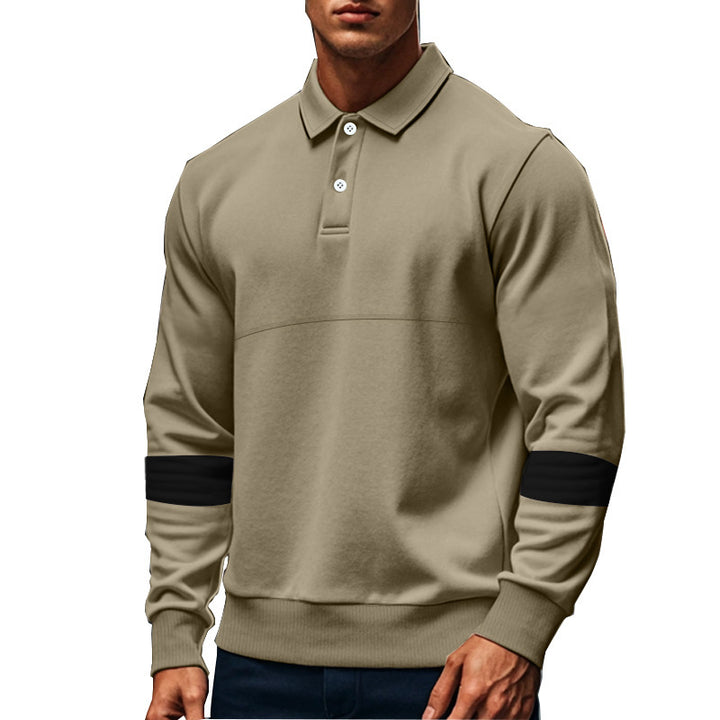 Men's Polo Sweatshirt with modern design and contrasting sleeve accents Lisslune