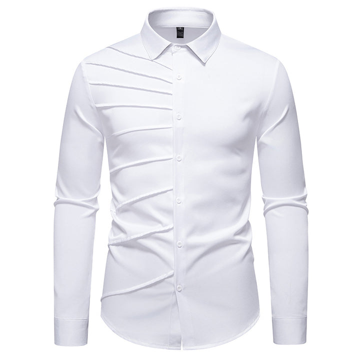 Men's fashionable long sleeve shirt with extravagant pleat design Lisslune