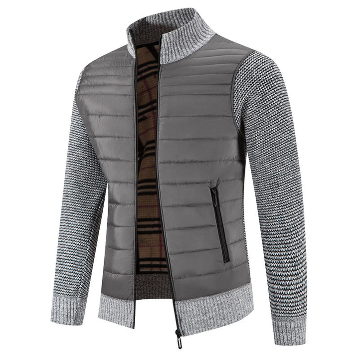 Men's quilted jacket with modern knit sleeves and high collar Lisslune