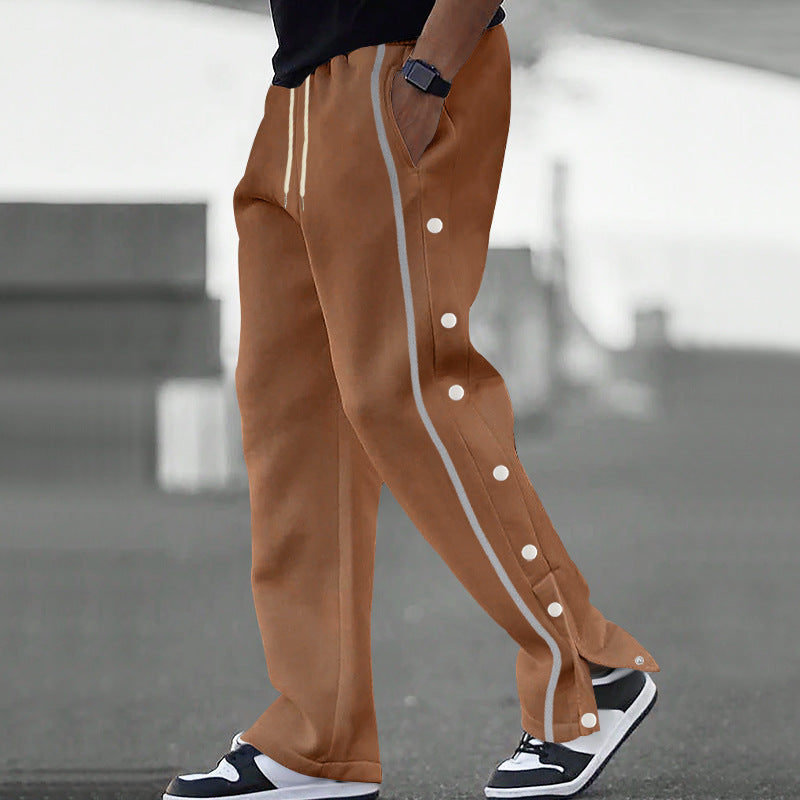 Men's Sporty Loose Jogging Pants with Snap Buttons Lisslune