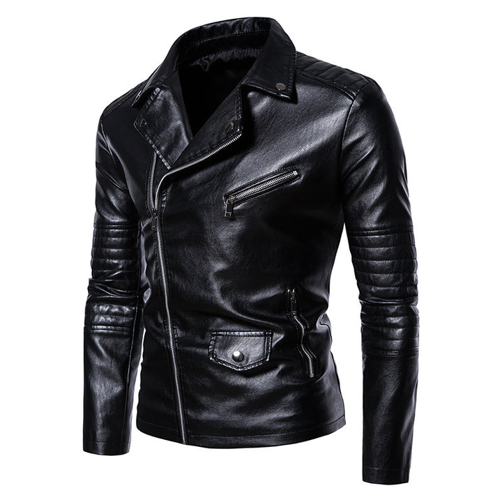 Men's stylish biker jacket with asymmetric zipper and practical pockets Lisslune