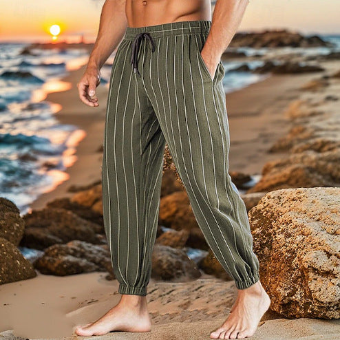 Men's leisure pants with elastic waistband and side pockets Lisslune