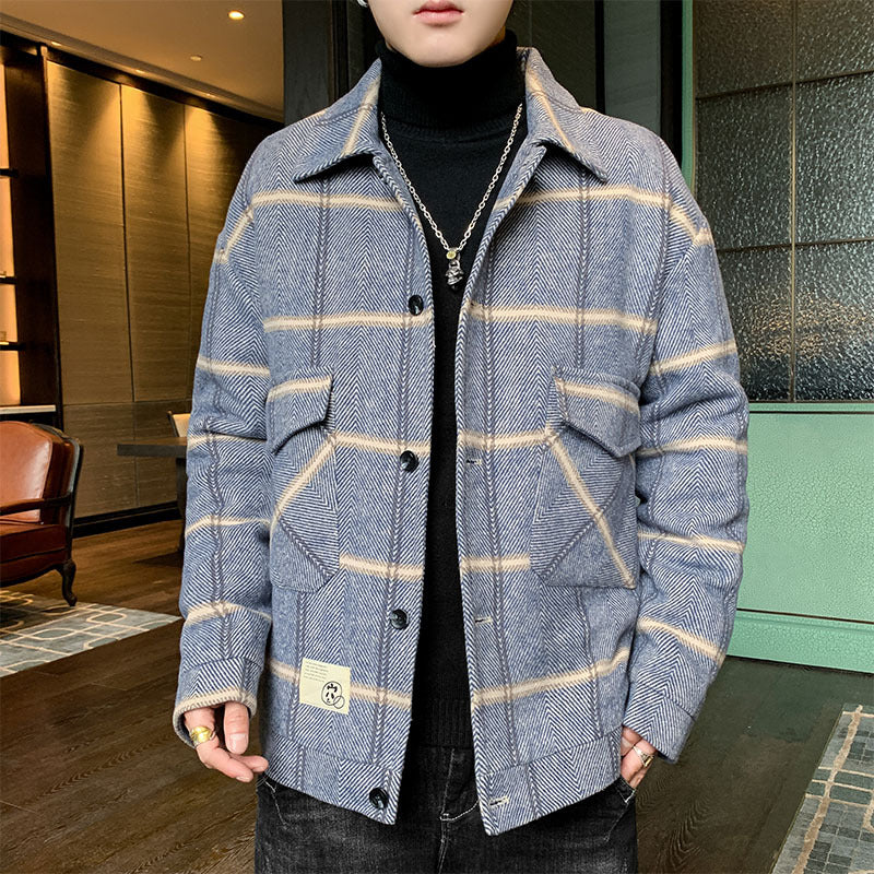 Men's stylish and lightly padded check jacket with practical flap pockets Lisslune