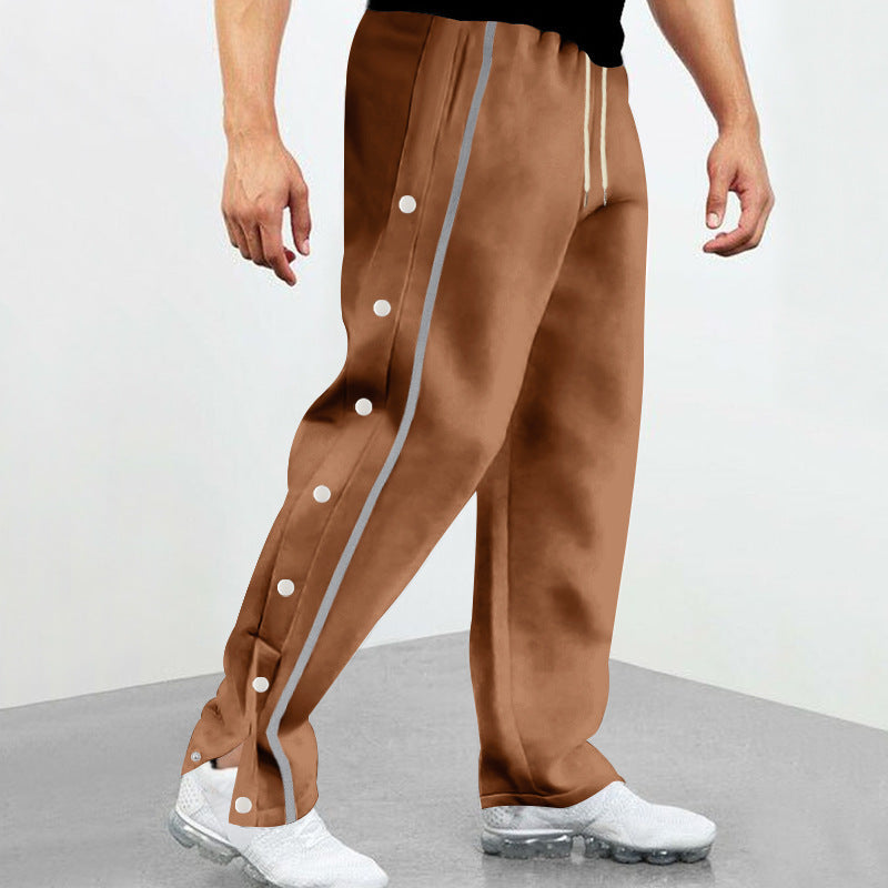Men's sporty leisure pants with side print and three press studs Lisslune