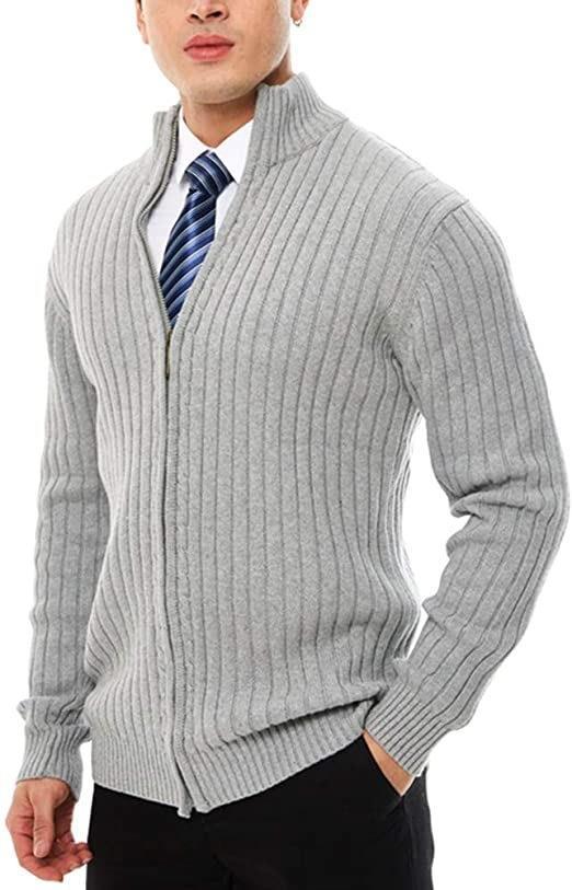 Men's sporty cardigan with zipper and raised collar Lisslune