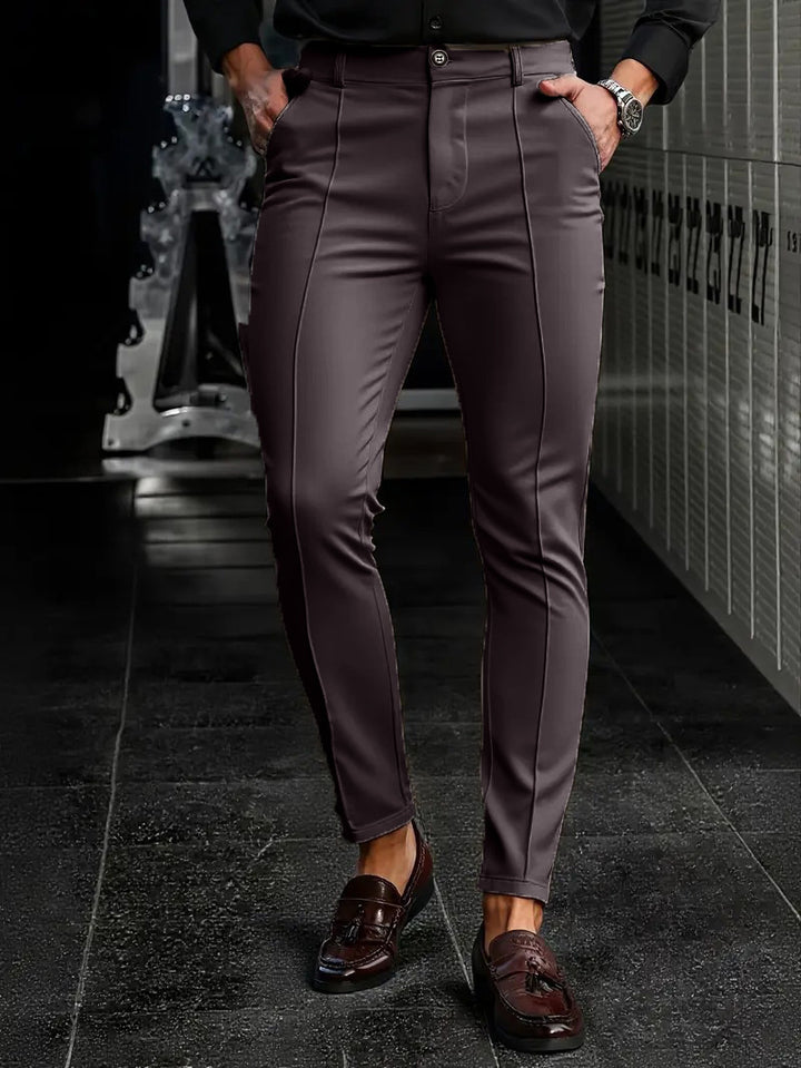 Men's Elegant Slim-Fit Suit Pants with Sporty Details Lisslune
