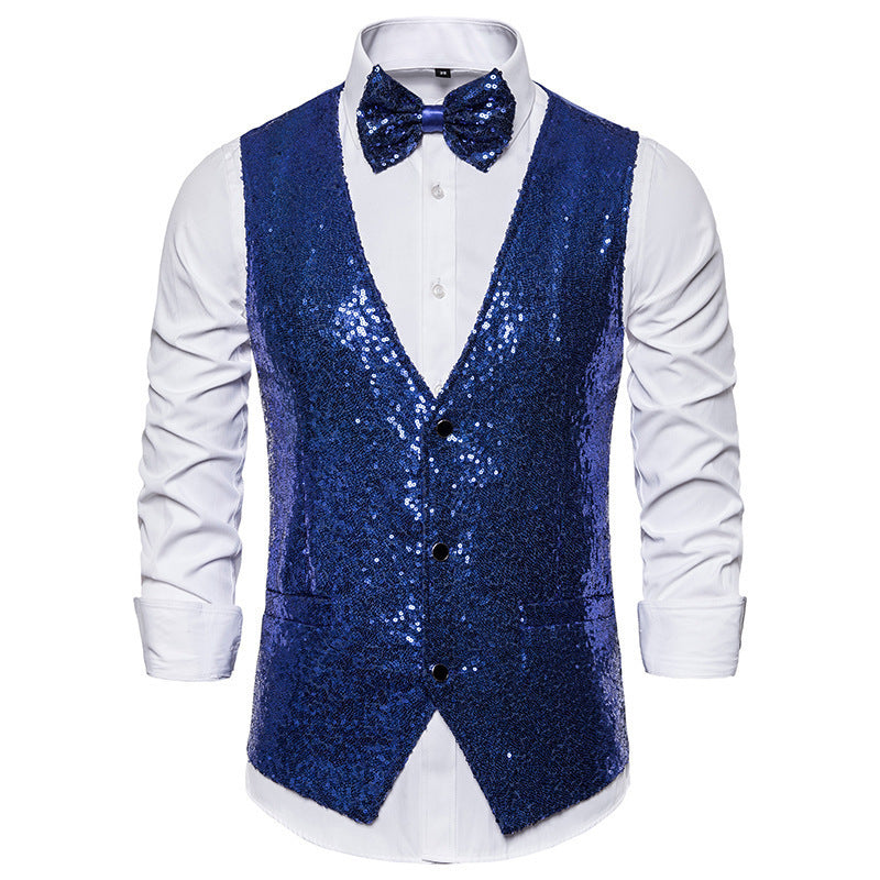 Men's elegant sequined blazer with classic cut and practical bow tie Lisslune