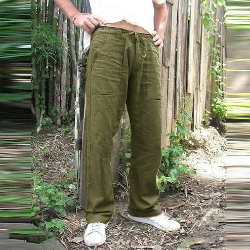 Men's casual leisure pants with practical drawstring and deep pockets Lisslune