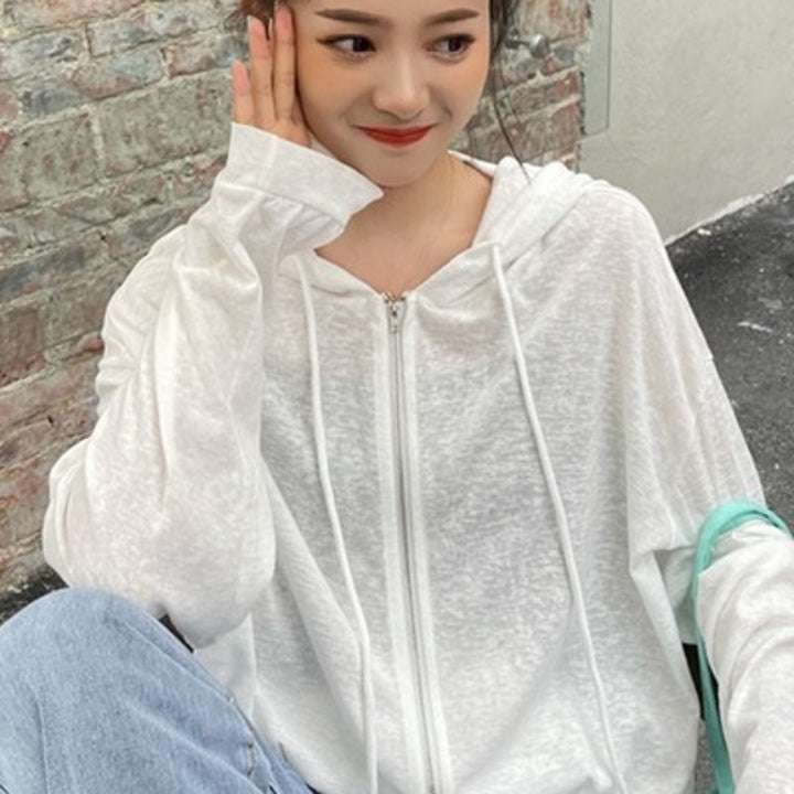 Women's casual hooded jacket with a relaxed fit and high-quality cotton blend