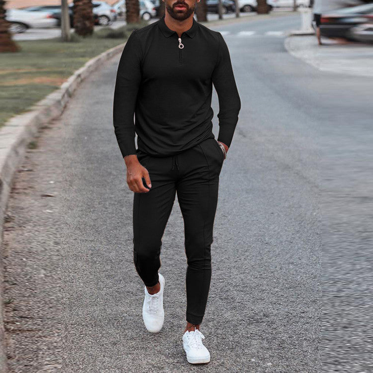 Men's sporty set with modern stand-up collar and functional zipper Lisslune