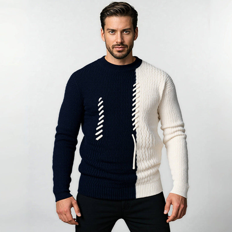 Men's knitted sweater with modern structure design and contrasting patterns Lisslune