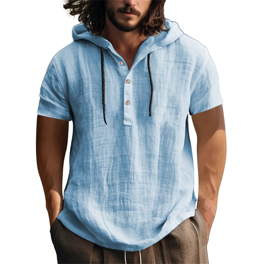 Men's casual hoodie shirt with button placket and comfortable cotton quality Lisslune
