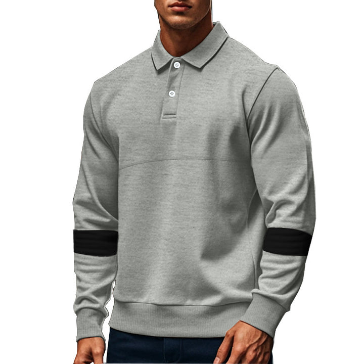 Men's polo shirt with contrasting sleeves and fashionable stand-up collar Lisslune