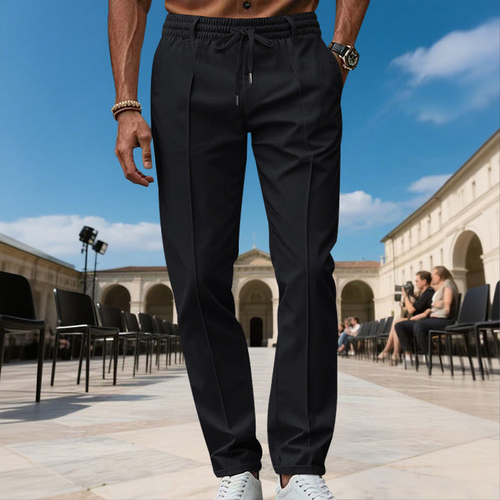 Men's elegant casual trousers with elastic waistband and modern pockets Lisslune