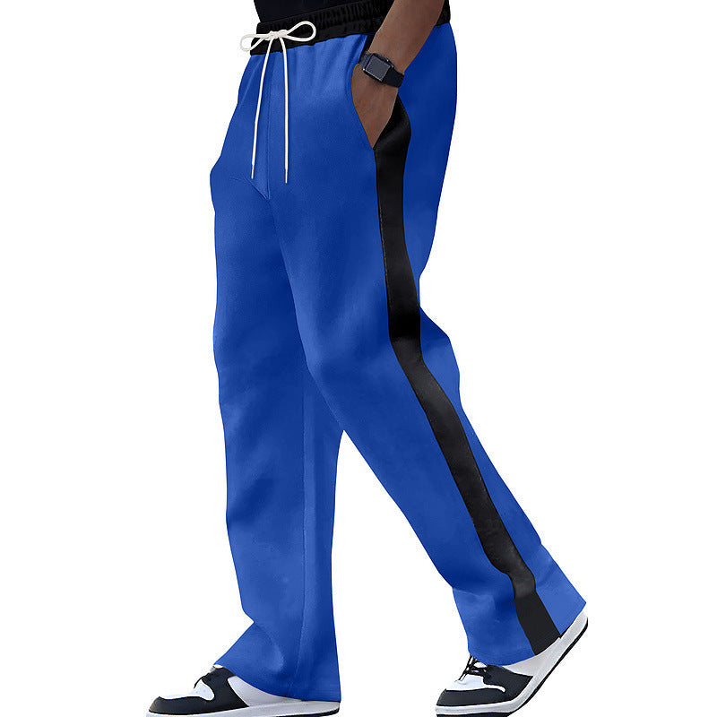 Men's leisure pants with contrasting side stripes and elastic waistband Lisslune