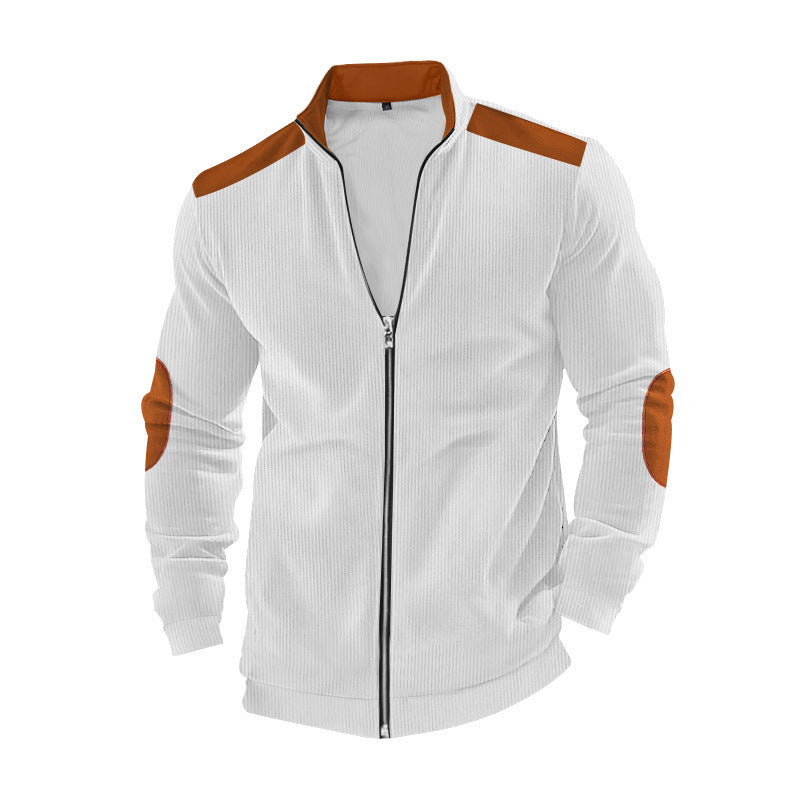 Men's sporty cardigan with contrasting leather appliqués Lisslune