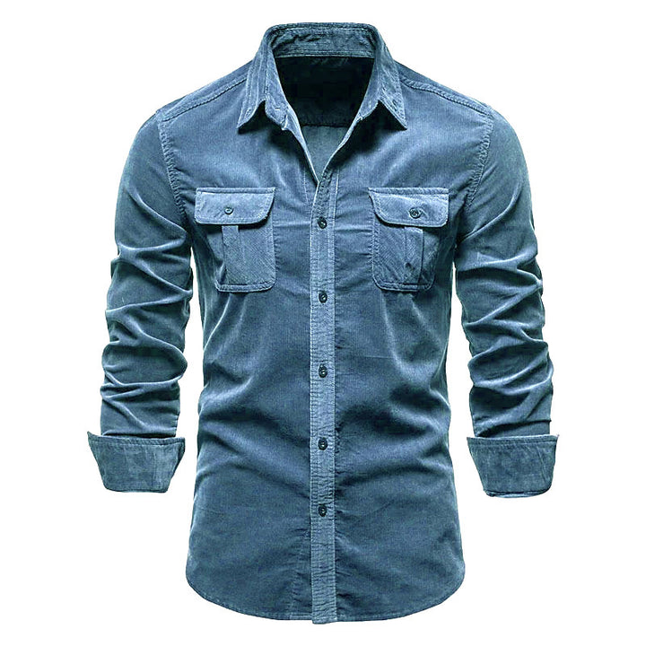 Men's Long Sleeve Shirt in Casual Denim Look Lisslune