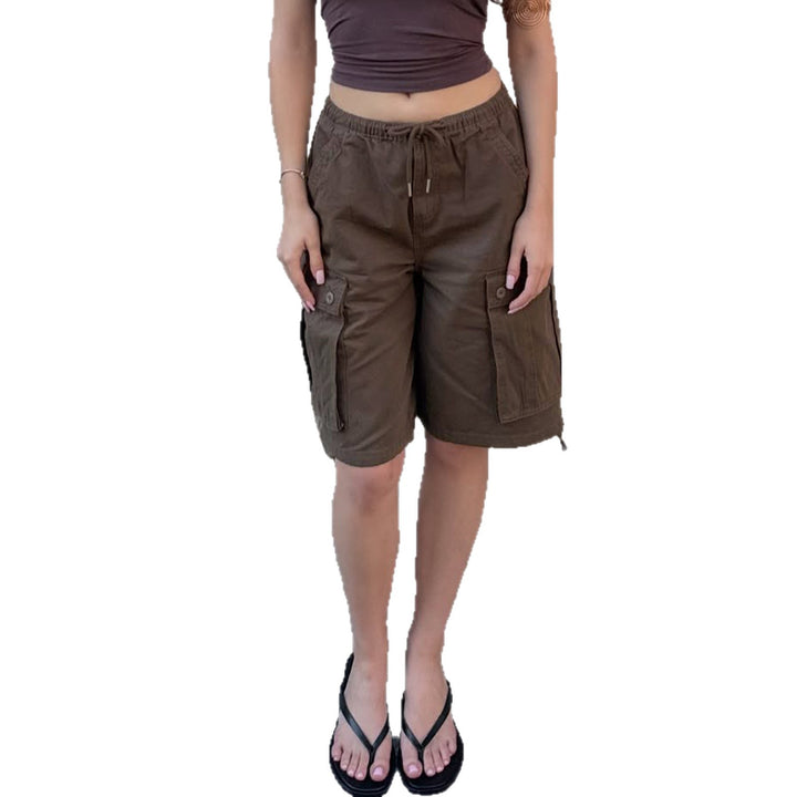 Women's cargo shorts with elastic waistband and practical side pockets Lisslune