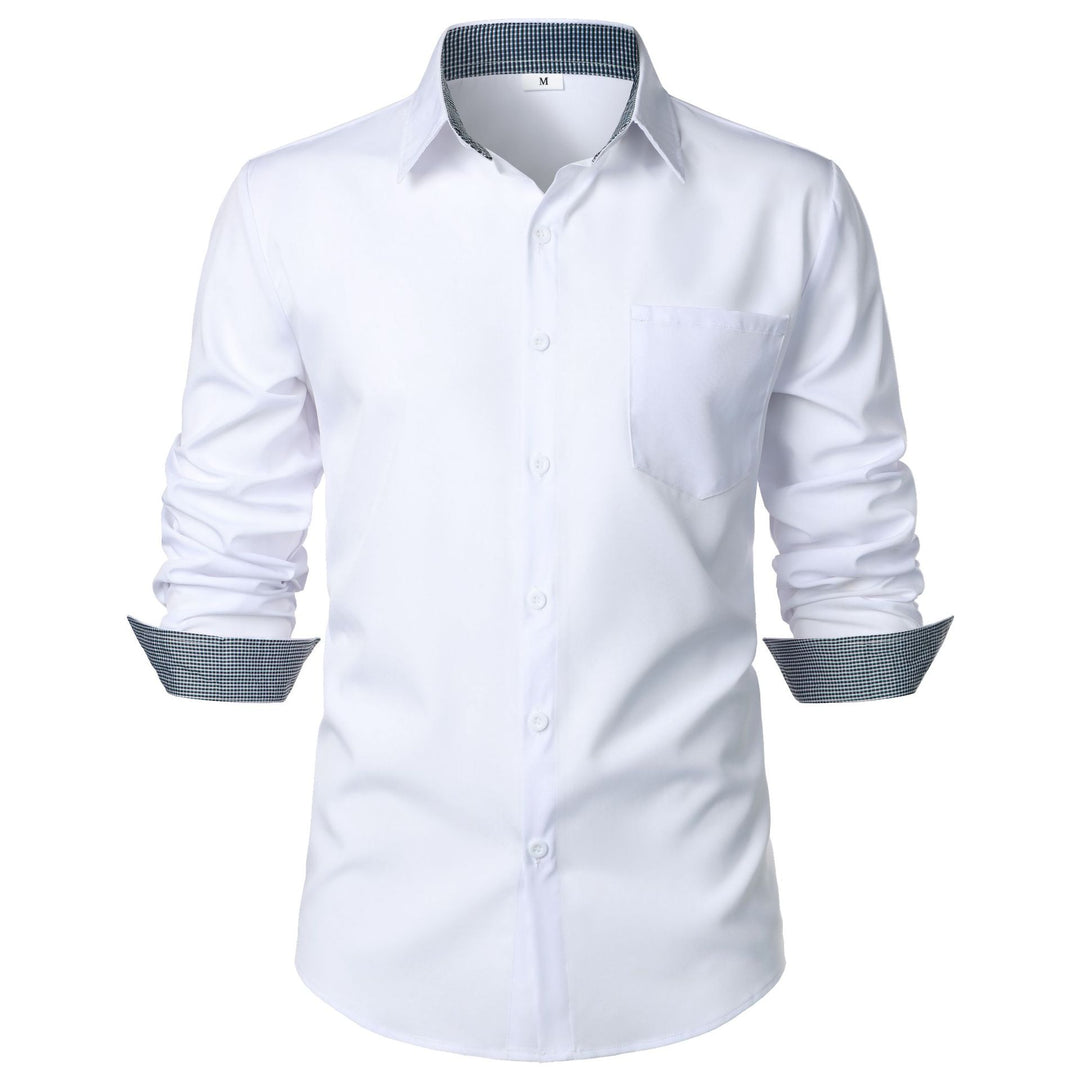 Men's long-sleeve shirt with fashionable collar and fine woven pattern Lisslune