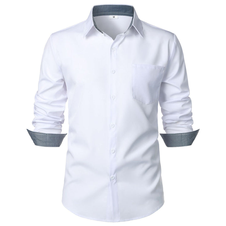 Men's long-sleeve shirt with fashionable collar and fine woven pattern Lisslune