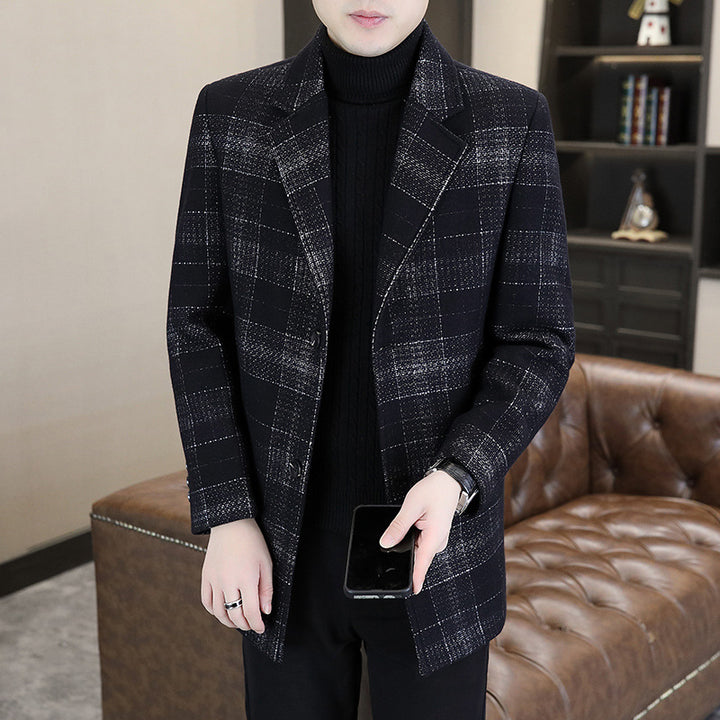 Men's Elegant Blazer In Modern Checked Pattern Lisslune