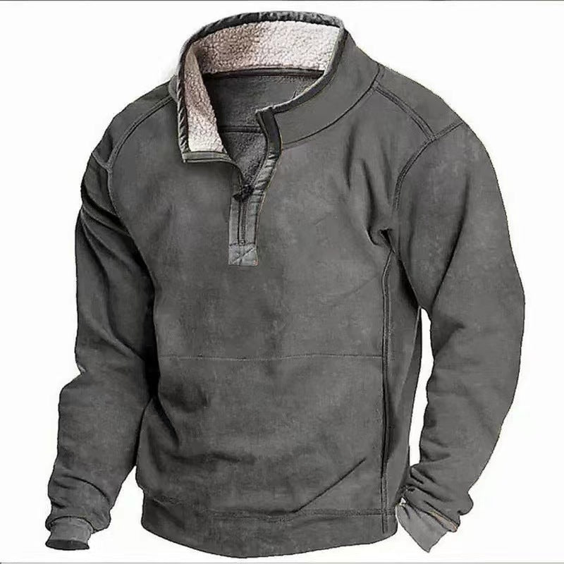 Men's fleece sweater with high collar and practical zipper Lisslune