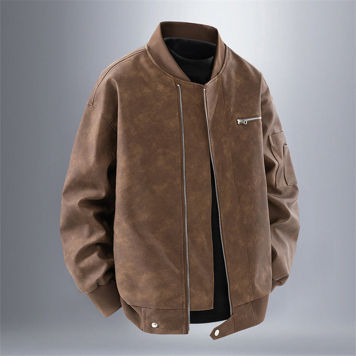 Men's Modern Synthetic Leather Jacket In Sporty Cut Lisslune