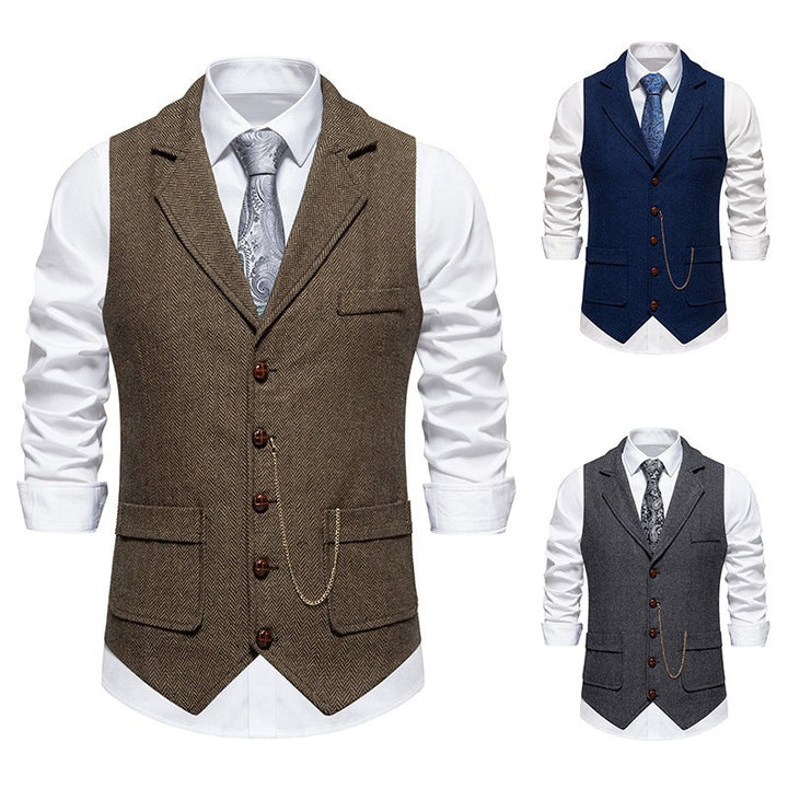 Men's Elegant Waistcoat in Modern Houndstooth Pattern Lisslune