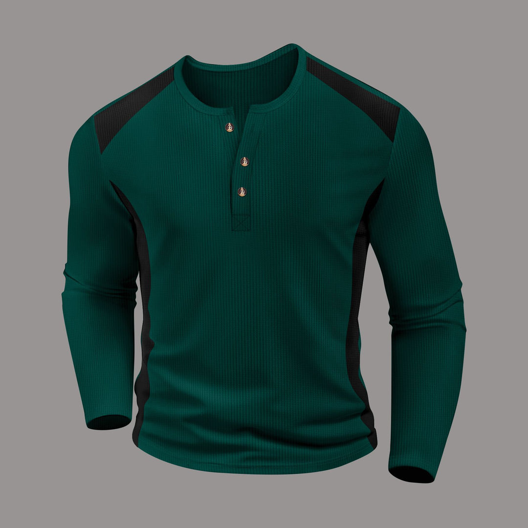 Men's long sleeve shirt with fashionable buttons and textured fabric Lisslune
