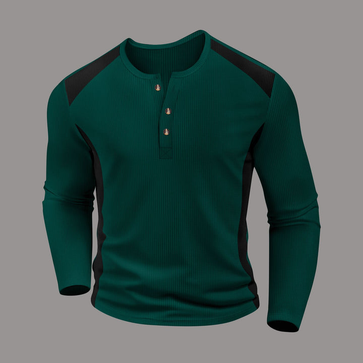 Men's long sleeve shirt with fashionable buttons and textured fabric Lisslune