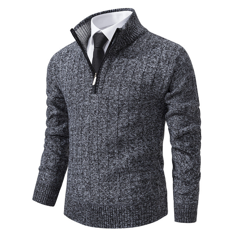 Men's stylish knitted sweater with zipper and high collar Lisslune