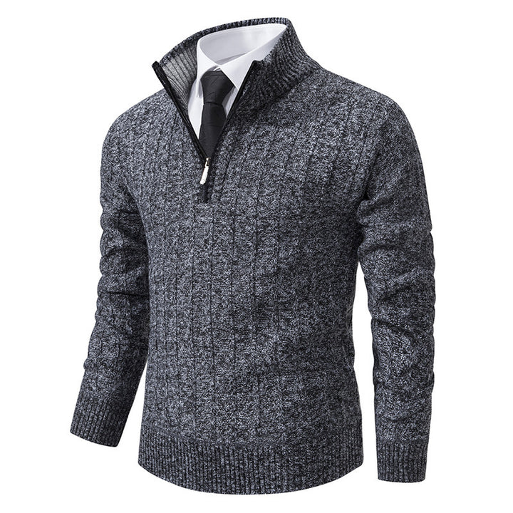 Men's stylish knitted sweater with zipper and high collar Lisslune