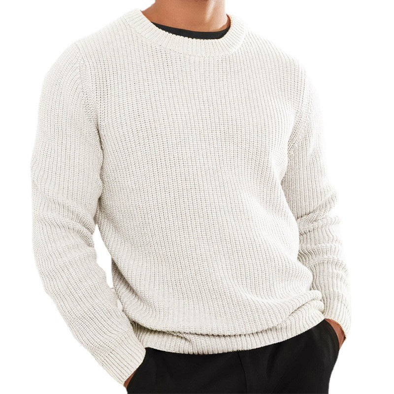 Men's knitted sweater with textured design and round neck Lisslune