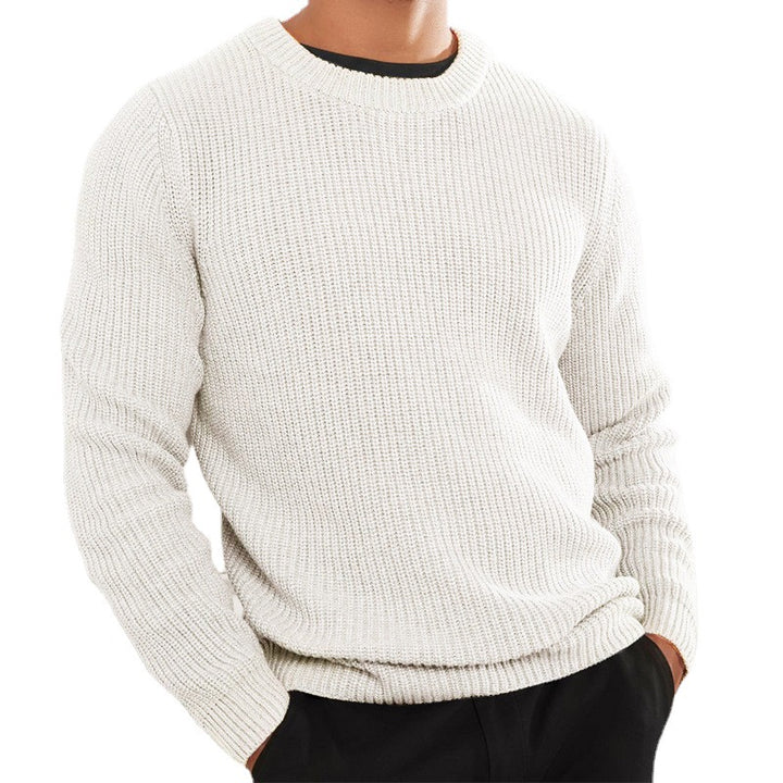 Men's knitted sweater with textured design and round neck Lisslune