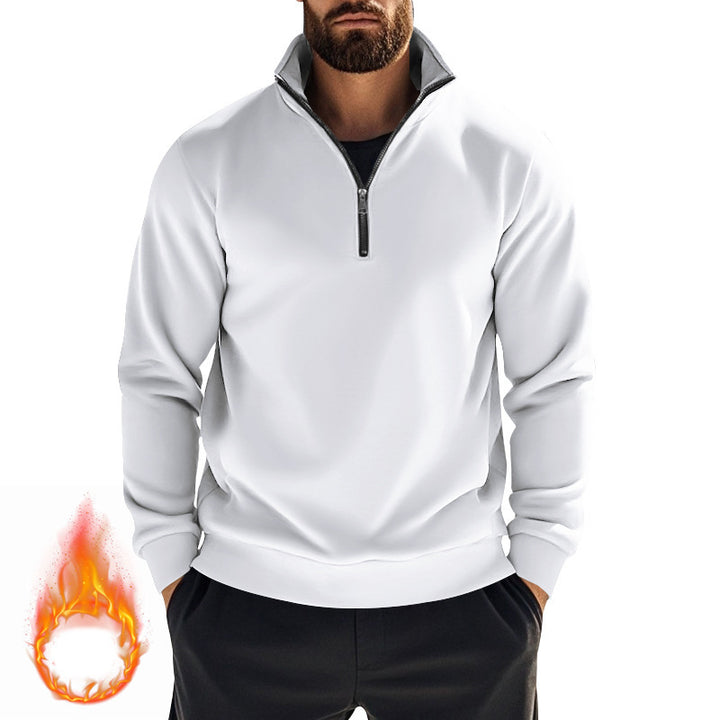 Men's fleece pullover with high collar and half zipper Lisslune