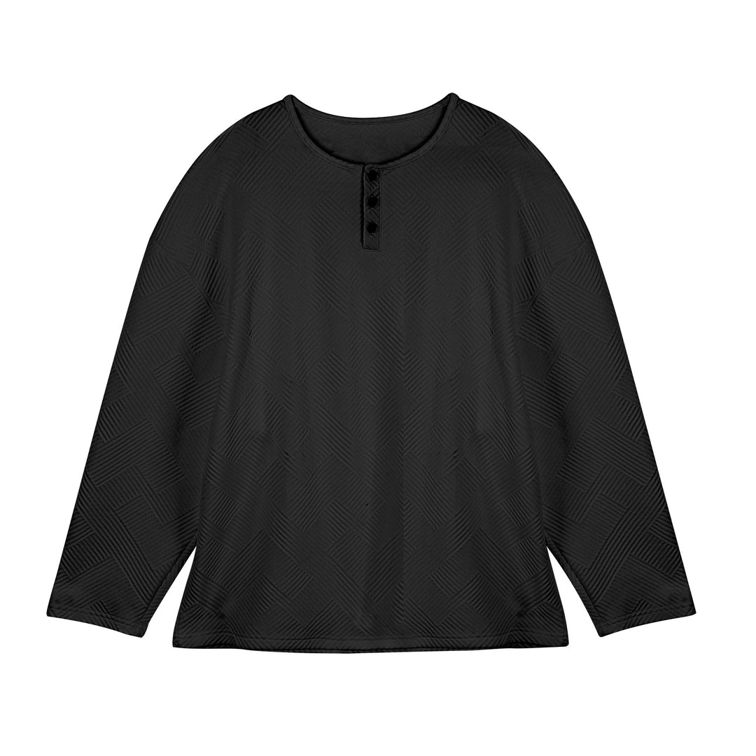 Men's long-sleeve shirt with button-down collar and textured pattern Lisslune