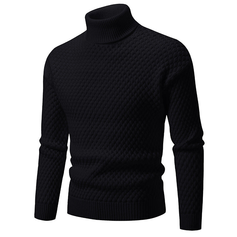 Men's knit pullover with high collar and textured surface Lisslune