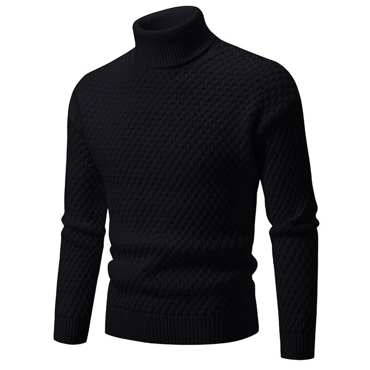 Men's knit pullover with high collar and textured surface Lisslune