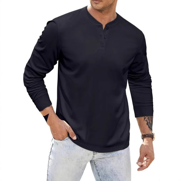 Men's long-sleeve shirt with decorative buttons and textured surface Lisslune