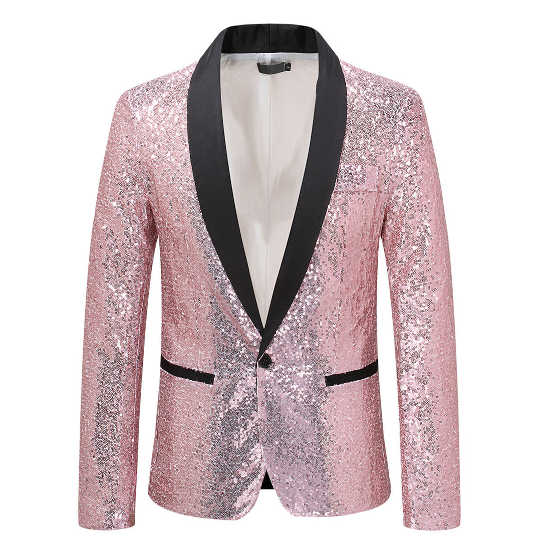 Men's Sequin Blazer with Elegant Lapel and Slim Fit Cut Lisslune