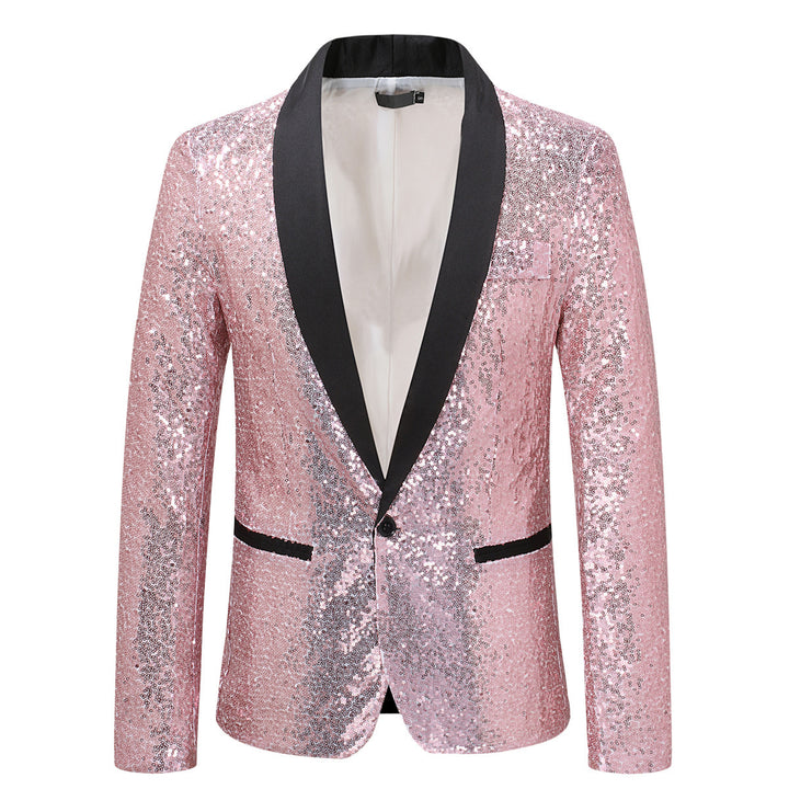 Men's Sequin Blazer with Elegant Lapel and Slim Fit Cut Lisslune