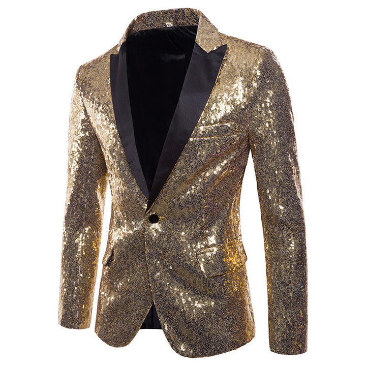 Men's Glamorous Sequin Blazer with Modern Cut and Elegant Accents Lisslune