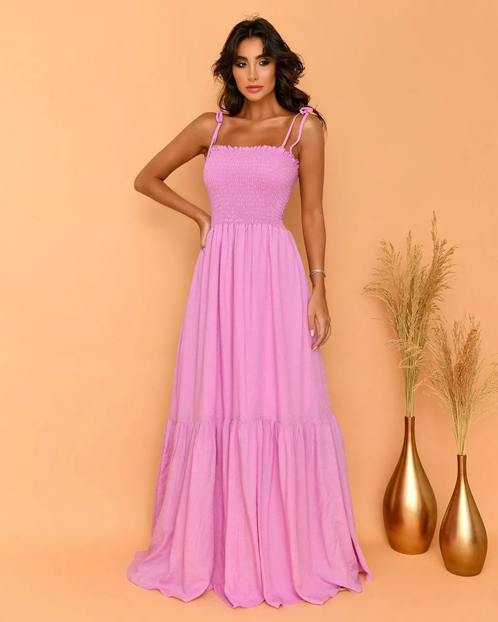 Women's airy maxi dress with spaghetti straps and ruffle details Lisslune