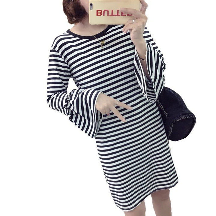 Women's striped mini dress with voluminous sleeves Lisslune