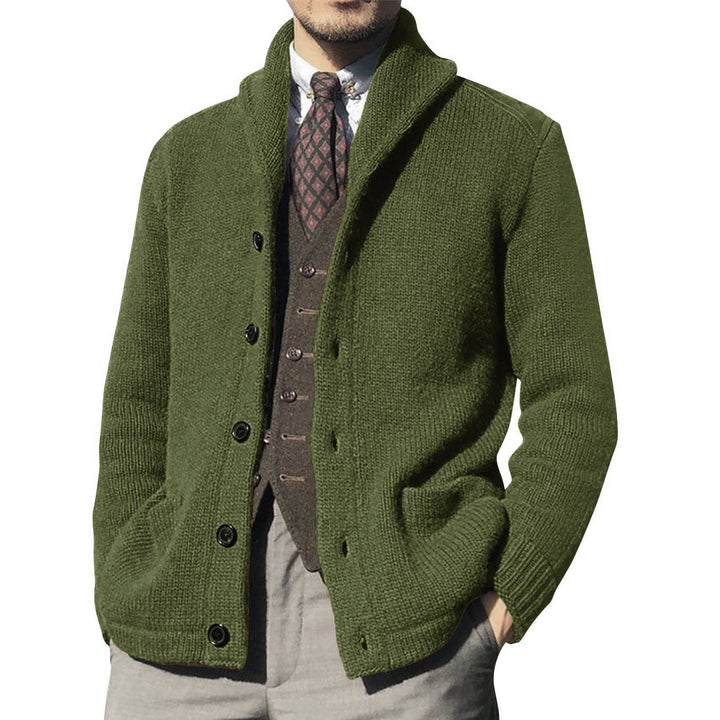 Men's Elegant Cardigan with High Collar and Button Plackets Lisslune