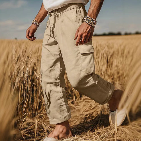 Men's cargo pants with elastic waistband and practical side pockets Lisslune