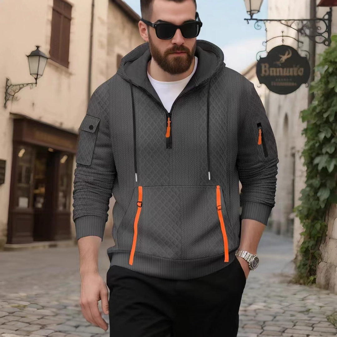 Men's stylish hoodie with textured design and practical pockets Lisslune