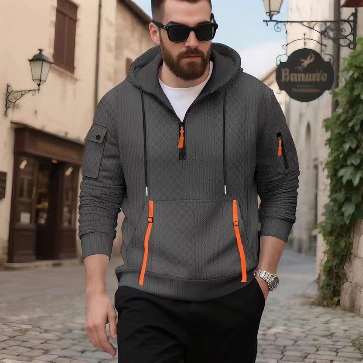 Men's stylish hoodie with textured design and practical pockets Lisslune