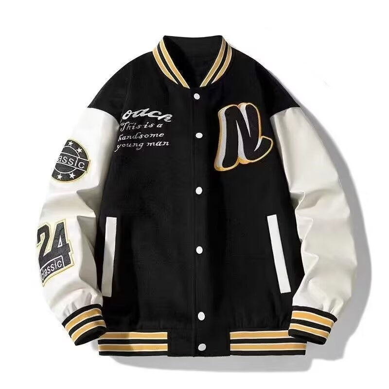 Men's College Jacket with Embroidered Emblems Lisslune